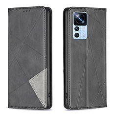 Leather Case Stands Flip Cover Holder B07F for Xiaomi Mi 12T 5G Black