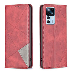 Leather Case Stands Flip Cover Holder B07F for Xiaomi Mi 12T 5G Red