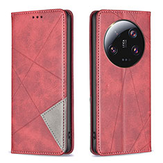 Leather Case Stands Flip Cover Holder B07F for Xiaomi Mi 13 Ultra 5G Red