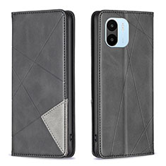 Leather Case Stands Flip Cover Holder B07F for Xiaomi Poco C50 Black