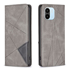 Leather Case Stands Flip Cover Holder B07F for Xiaomi Poco C50 Gray