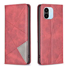 Leather Case Stands Flip Cover Holder B07F for Xiaomi Poco C50 Red