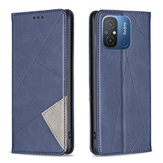 Leather Case Stands Flip Cover Holder B07F for Xiaomi Poco C55 Blue