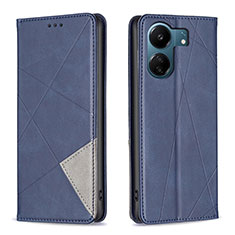 Leather Case Stands Flip Cover Holder B07F for Xiaomi Poco C65 Blue