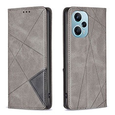 Leather Case Stands Flip Cover Holder B07F for Xiaomi Poco F5 5G Gray