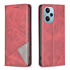 Leather Case Stands Flip Cover Holder B07F for Xiaomi Poco F5 5G Red