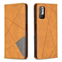 Leather Case Stands Flip Cover Holder B07F for Xiaomi POCO M3 Pro 5G Light Brown