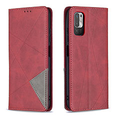 Leather Case Stands Flip Cover Holder B07F for Xiaomi POCO M3 Pro 5G Red