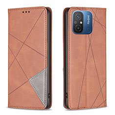 Leather Case Stands Flip Cover Holder B07F for Xiaomi Redmi 11A 4G Brown