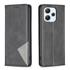 Leather Case Stands Flip Cover Holder B07F for Xiaomi Redmi 12 4G Black