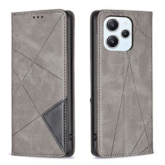 Leather Case Stands Flip Cover Holder B07F for Xiaomi Redmi 12 4G Gray