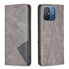 Leather Case Stands Flip Cover Holder B07F for Xiaomi Redmi 12C 4G Gray