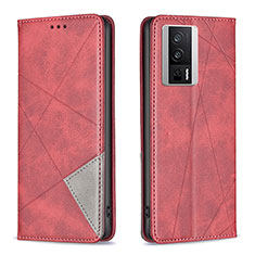 Leather Case Stands Flip Cover Holder B07F for Xiaomi Redmi K60 5G Red