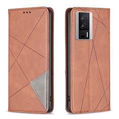 Leather Case Stands Flip Cover Holder B07F for Xiaomi Redmi K60 Pro 5G Brown