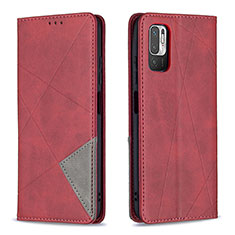 Leather Case Stands Flip Cover Holder B07F for Xiaomi Redmi Note 10 5G Red