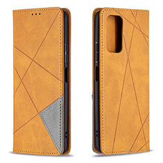 Leather Case Stands Flip Cover Holder B07F for Xiaomi Redmi Note 10 Pro 4G Light Brown