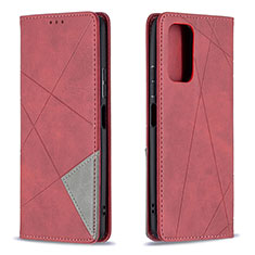 Leather Case Stands Flip Cover Holder B07F for Xiaomi Redmi Note 10 Pro Max Red