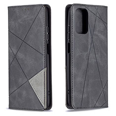 Leather Case Stands Flip Cover Holder B07F for Xiaomi Redmi Note 10S 4G Black