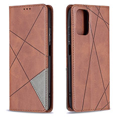 Leather Case Stands Flip Cover Holder B07F for Xiaomi Redmi Note 10S 4G Brown