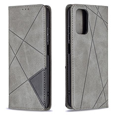 Leather Case Stands Flip Cover Holder B07F for Xiaomi Redmi Note 10S 4G Gray