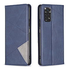 Leather Case Stands Flip Cover Holder B07F for Xiaomi Redmi Note 11 4G (2022) Blue