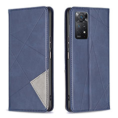 Leather Case Stands Flip Cover Holder B07F for Xiaomi Redmi Note 11 Pro 4G Blue