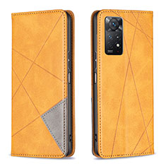 Leather Case Stands Flip Cover Holder B07F for Xiaomi Redmi Note 11 Pro 4G Light Brown