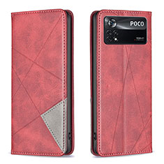 Leather Case Stands Flip Cover Holder B07F for Xiaomi Redmi Note 11E Pro 5G Red