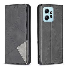 Leather Case Stands Flip Cover Holder B07F for Xiaomi Redmi Note 12 4G Black