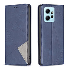 Leather Case Stands Flip Cover Holder B07F for Xiaomi Redmi Note 12 4G Blue