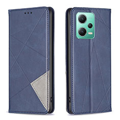 Leather Case Stands Flip Cover Holder B07F for Xiaomi Redmi Note 12 5G Blue