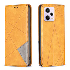 Leather Case Stands Flip Cover Holder B07F for Xiaomi Redmi Note 12 Explorer Light Brown