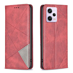 Leather Case Stands Flip Cover Holder B07F for Xiaomi Redmi Note 12 Explorer Red