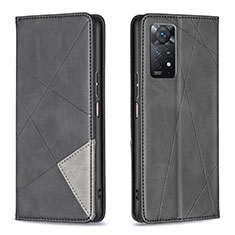 Leather Case Stands Flip Cover Holder B07F for Xiaomi Redmi Note 12 Pro 4G Black