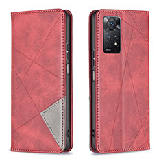 Leather Case Stands Flip Cover Holder B07F for Xiaomi Redmi Note 12 Pro 4G Red