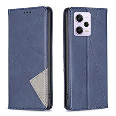 Leather Case Stands Flip Cover Holder B07F for Xiaomi Redmi Note 12 Pro+ Plus 5G Blue