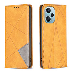 Leather Case Stands Flip Cover Holder B07F for Xiaomi Redmi Note 12 Turbo 5G Light Brown