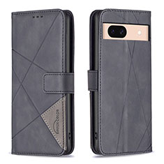 Leather Case Stands Flip Cover Holder B08F for Google Pixel 8a 5G Black