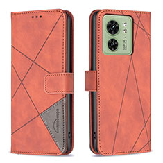 Leather Case Stands Flip Cover Holder B08F for Motorola Moto Edge 40 5G Orange