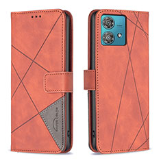 Leather Case Stands Flip Cover Holder B08F for Motorola Moto Edge 40 Neo 5G Orange