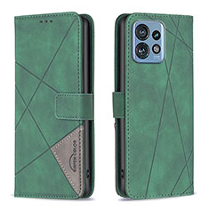 Leather Case Stands Flip Cover Holder B08F for Motorola Moto Edge Plus (2023) 5G Green