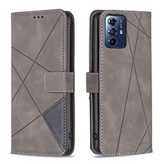 Leather Case Stands Flip Cover Holder B08F for Motorola Moto G Play (2023) Gray