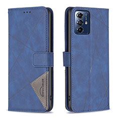 Leather Case Stands Flip Cover Holder B08F for Motorola Moto G Power (2022) Blue