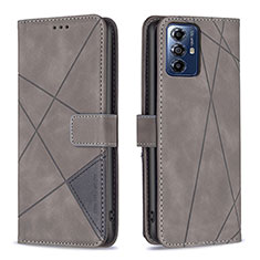 Leather Case Stands Flip Cover Holder B08F for Motorola Moto G Power (2022) Gray