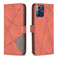 Leather Case Stands Flip Cover Holder B08F for Motorola Moto G Power (2022) Orange