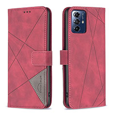 Leather Case Stands Flip Cover Holder B08F for Motorola Moto G Power (2022) Red