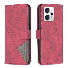 Leather Case Stands Flip Cover Holder B08F for Motorola Moto G13 Red