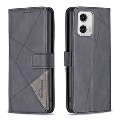 Leather Case Stands Flip Cover Holder B08F for Motorola Moto G73 5G Black