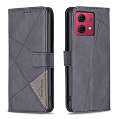 Leather Case Stands Flip Cover Holder B08F for Motorola Moto G84 5G Black