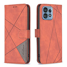 Leather Case Stands Flip Cover Holder B08F for Motorola Moto X40 5G Orange